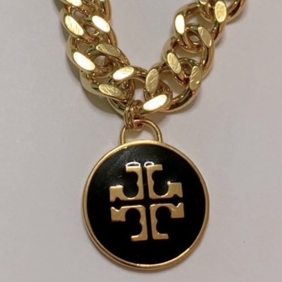 Tory Burch Jewelry - SALE 🌺 tory Burch black enamel pendant chunky chain chocker necklace